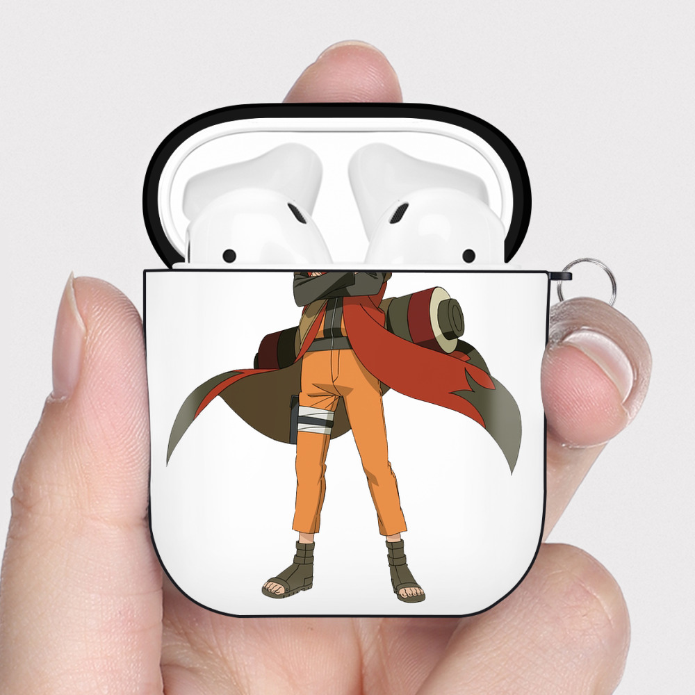（画像用） NARUTO -ナルト- うずまき ナルト Uzumaki Naruto AirPods 第2世代保護ケース ハードシェル ブラック 耐衝撃・防指紋・カラビナ付き