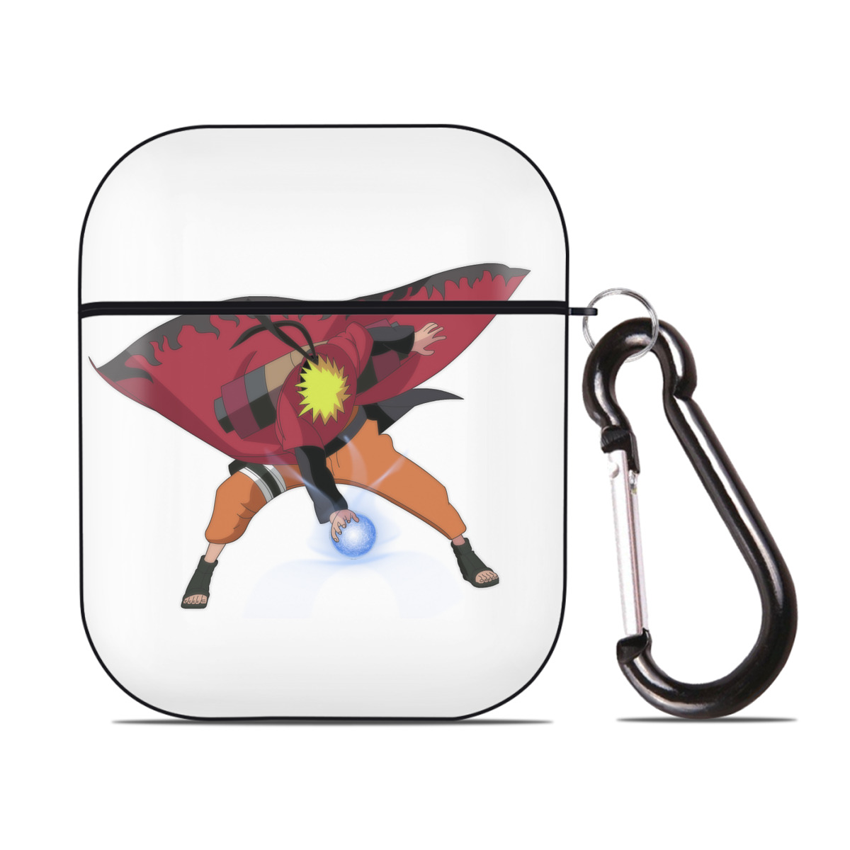 （画像用） NARUTO -ナルト- うずまき ナルト Uzumaki Naruto AirPods 第2世代保護ケース ハードシェル ブラック 耐衝撃・防指紋・カラビナ付き