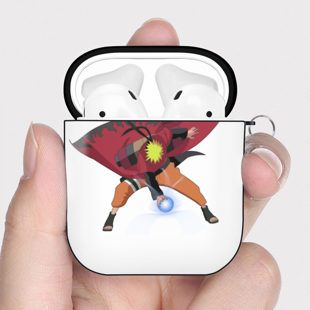 （画像用） NARUTO -ナルト- うずまき ナルト Uzumaki Naruto AirPods 第2世代保護ケース ハードシェル ブラック 耐衝撃・防指紋・カラビナ付き