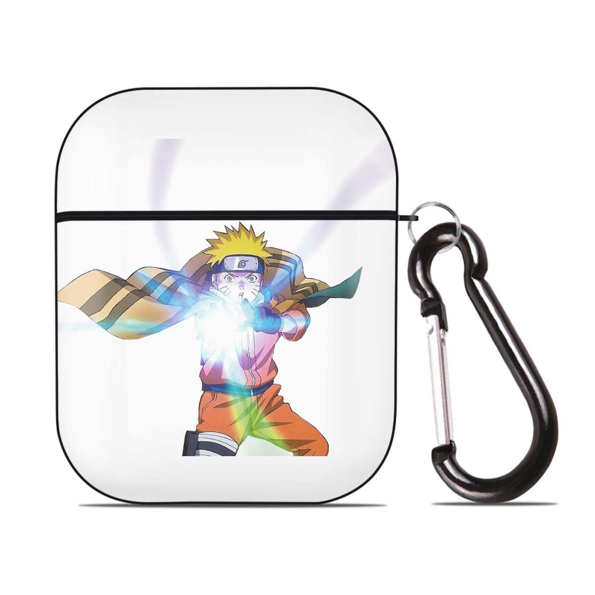 （画像用） NARUTO -ナルト- うずまき ナルト Uzumaki Naruto AirPods 第2世代保護ケース ハードシェル ブラック 耐衝撃・防指紋・カラビナ付き