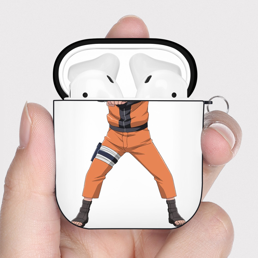 （画像用） NARUTO -ナルト- うずまき ナルト Uzumaki Naruto AirPods 第2世代保護ケース ハードシェル ブラック 耐衝撃・防指紋・カラビナ付き