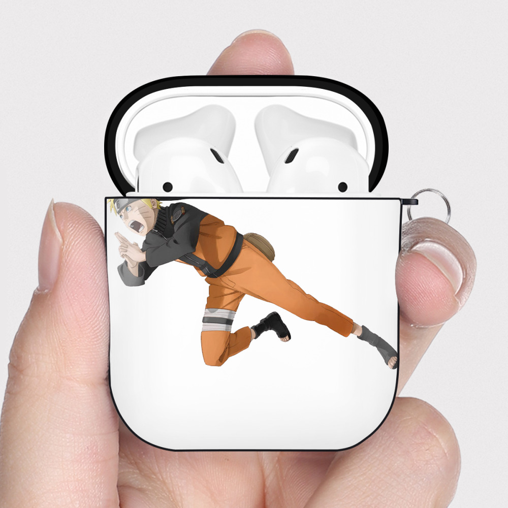 （画像用） NARUTO -ナルト- うずまき ナルト Uzumaki Naruto AirPods 第2世代保護ケース ハードシェル ブラック 耐衝撃・防指紋・カラビナ付き