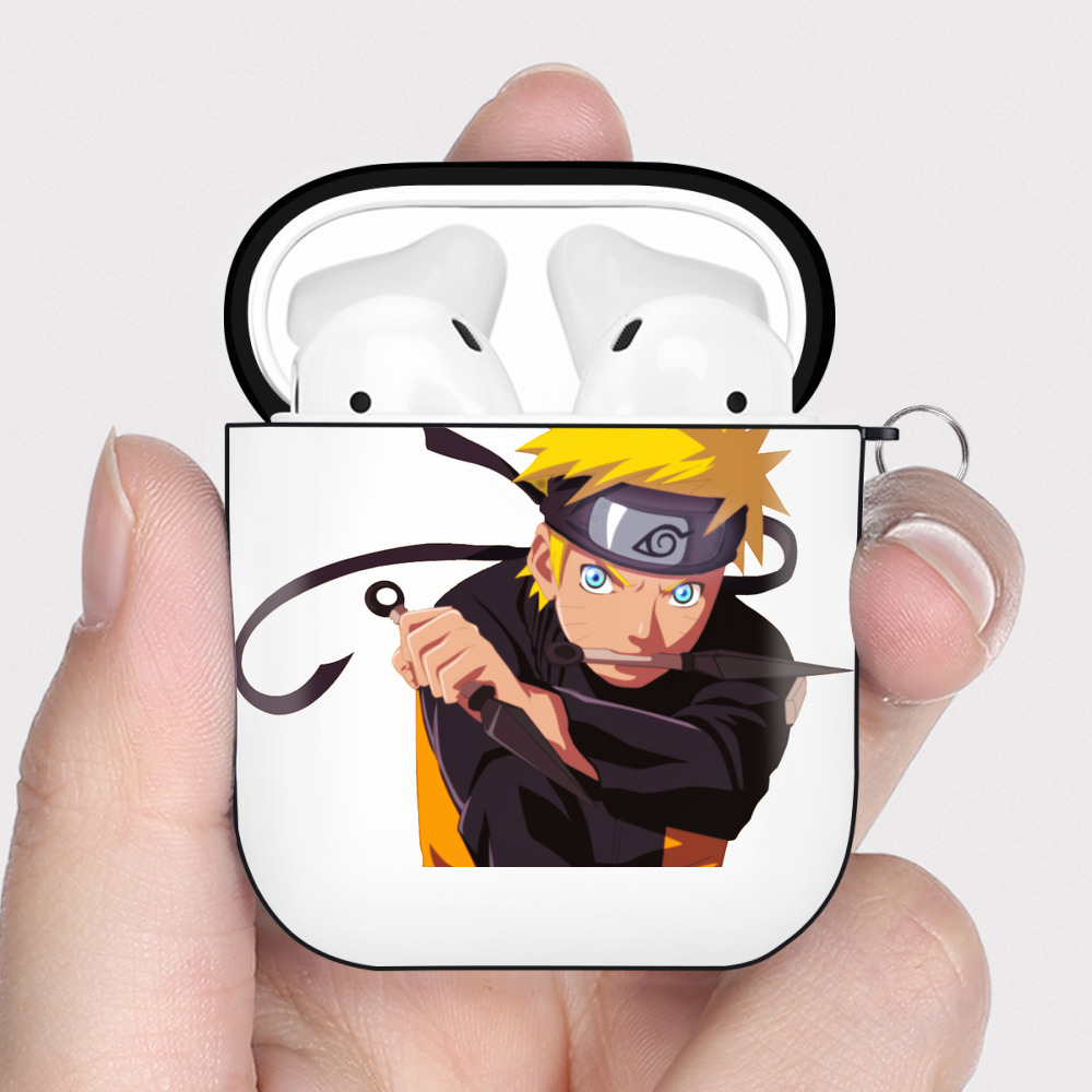 （画像用） NARUTO -ナルト- うずまき ナルト Uzumaki Naruto AirPods 第2世代保護ケース ハードシェル ブラック 耐衝撃・防指紋・カラビナ付き