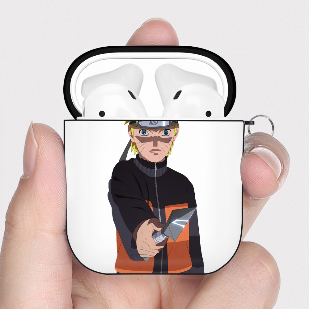 （画像用） NARUTO -ナルト- うずまき ナルト Uzumaki Naruto AirPods 第2世代保護ケース ハードシェル ブラック 耐衝撃・防指紋・カラビナ付き