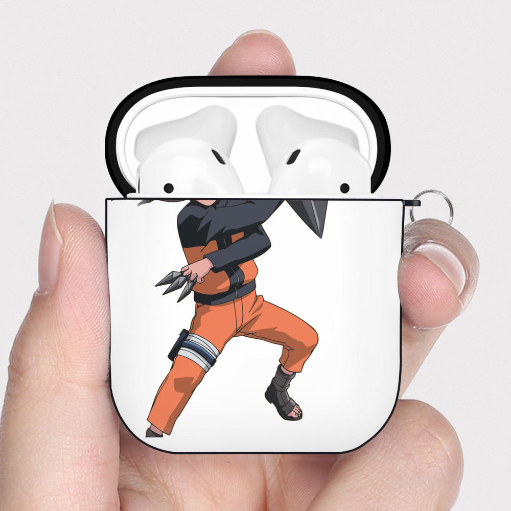（画像用） NARUTO -ナルト- うずまき ナルト Uzumaki Naruto AirPods 第2世代保護ケース ハードシェル ブラック 耐衝撃・防指紋・カラビナ付き