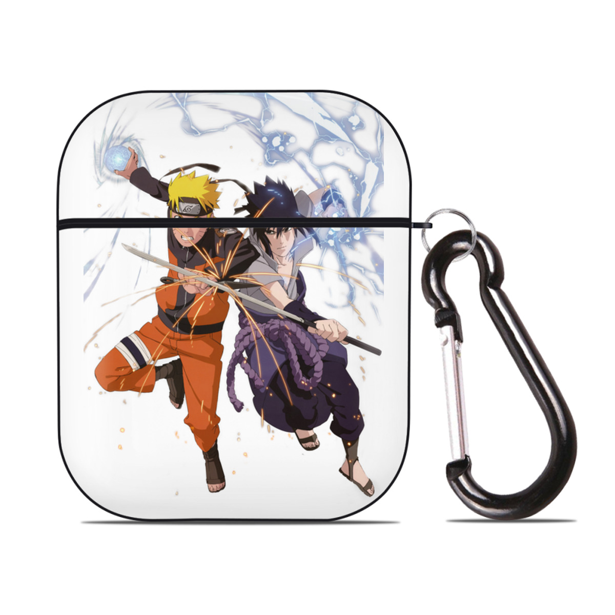 （画像用） NARUTO -ナルト- うずまき ナルト Uzumaki Naruto AirPods 第2世代保護ケース ハードシェル ブラック 耐衝撃・防指紋・カラビナ付き