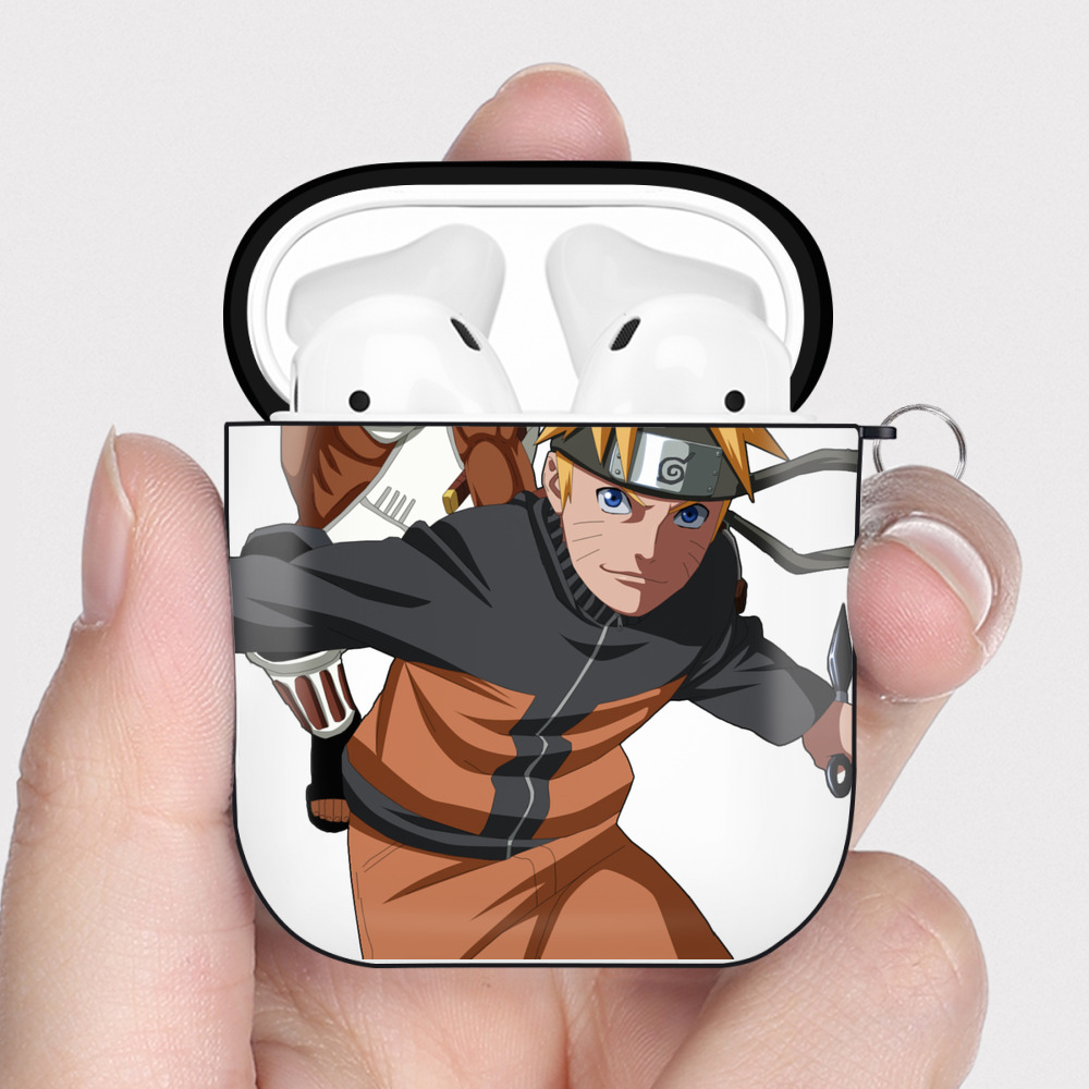 （画像用） NARUTO -ナルト- うずまき ナルト Uzumaki Naruto AirPods 第2世代保護ケース ハードシェル ブラック 耐衝撃・防指紋・カラビナ付き