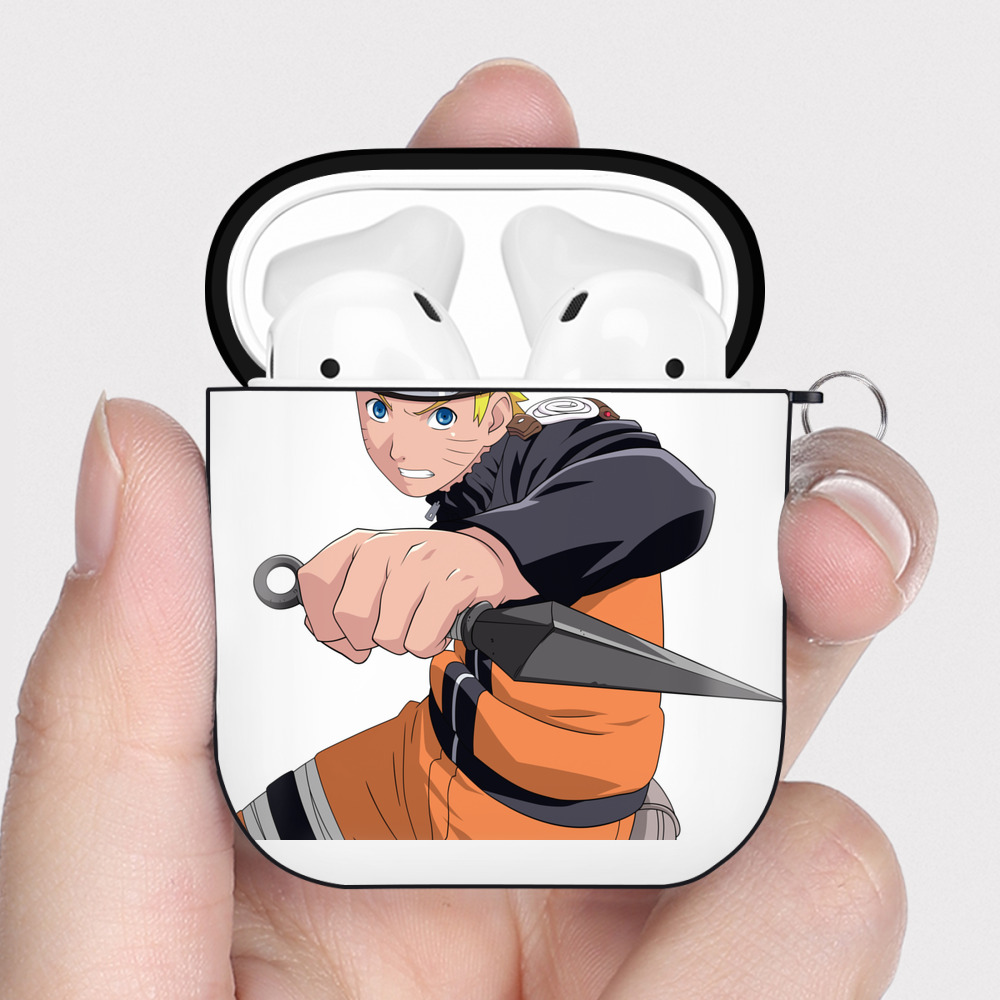 （画像用） NARUTO -ナルト- うずまき ナルト Uzumaki Naruto AirPods 第2世代保護ケース ハードシェル ブラック 耐衝撃・防指紋・カラビナ付き