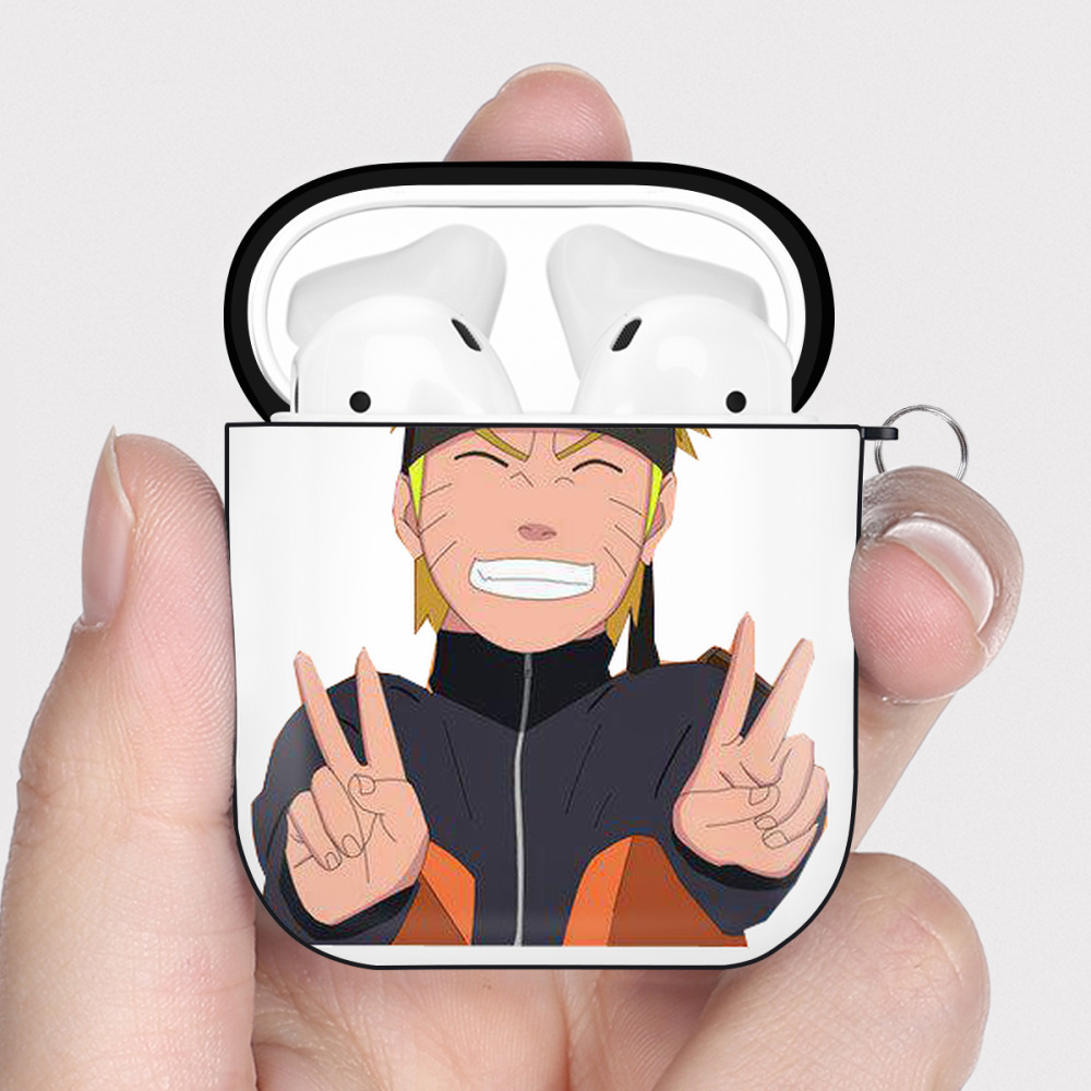 （画像用） NARUTO -ナルト- うずまき ナルト Uzumaki Naruto AirPods 第2世代保護ケース ハードシェル ブラック 耐衝撃・防指紋・カラビナ付き