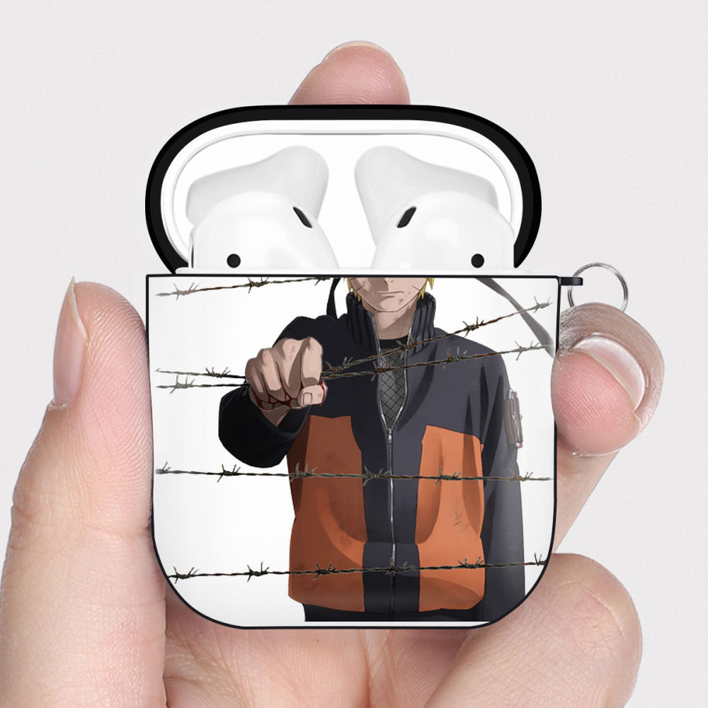 （画像用） NARUTO -ナルト- うずまき ナルト Uzumaki Naruto AirPods 第2世代保護ケース ハードシェル ブラック 耐衝撃・防指紋・カラビナ付き
