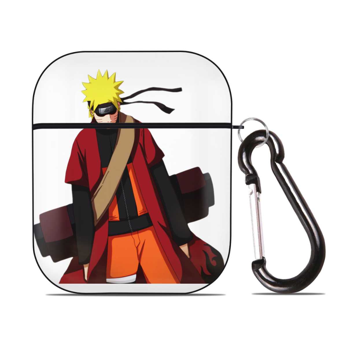 （画像用） NARUTO -ナルト- うずまき ナルト Uzumaki Naruto AirPods 第2世代保護ケース ハードシェル ブラック 耐衝撃・防指紋・カラビナ付き