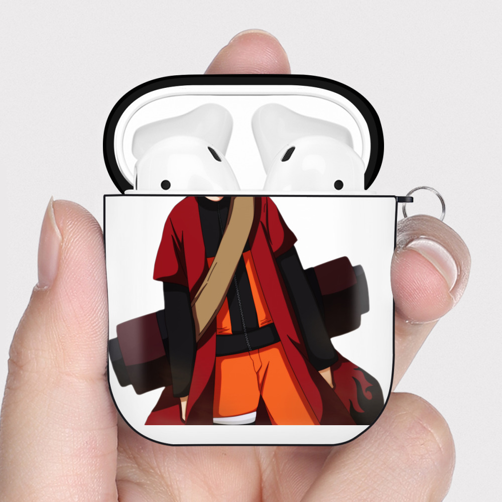 （画像用） NARUTO -ナルト- うずまき ナルト Uzumaki Naruto AirPods 第2世代保護ケース ハードシェル ブラック 耐衝撃・防指紋・カラビナ付き