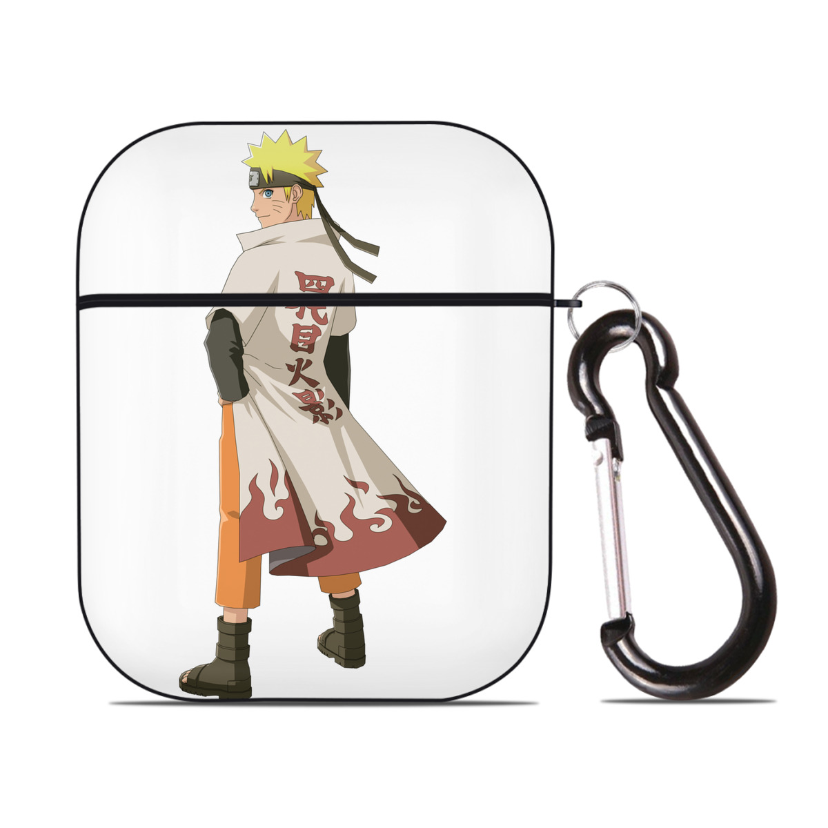 （画像用） NARUTO -ナルト- うずまき ナルト Uzumaki Naruto AirPods 第2世代保護ケース ハードシェル ブラック 耐衝撃・防指紋・カラビナ付き
