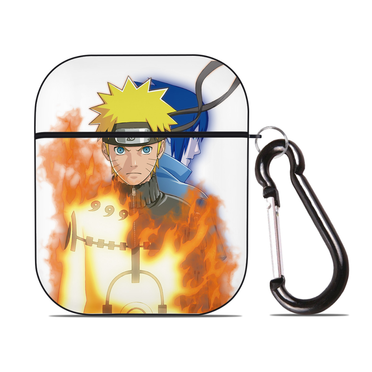 （画像用） NARUTO -ナルト- うずまき ナルト Uzumaki Naruto AirPods 第2世代保護ケース ハードシェル ブラック 耐衝撃・防指紋・カラビナ付き