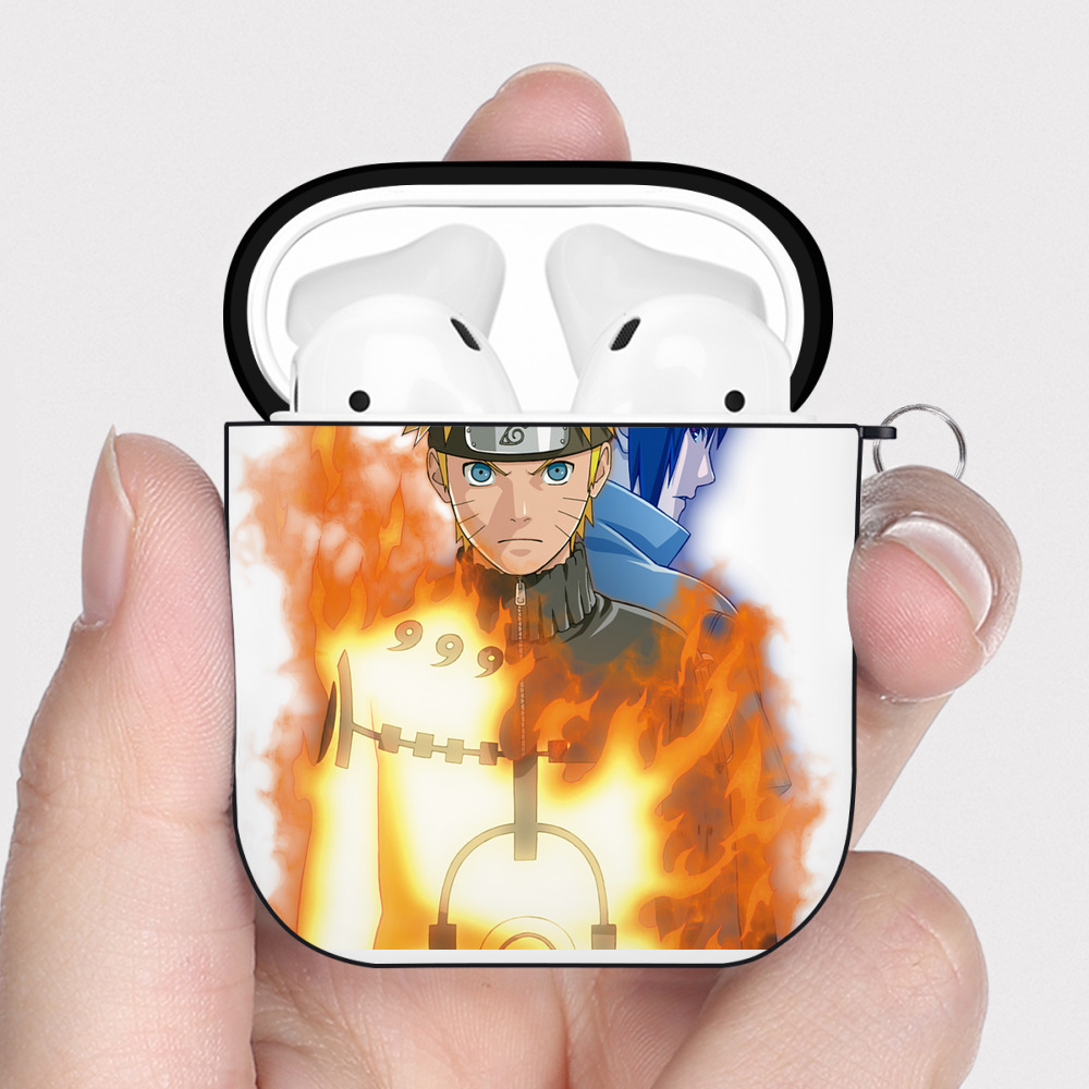 （画像用） NARUTO -ナルト- うずまき ナルト Uzumaki Naruto AirPods 第2世代保護ケース ハードシェル ブラック 耐衝撃・防指紋・カラビナ付き