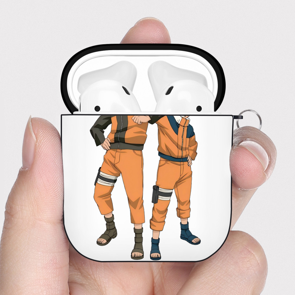 （画像用） NARUTO -ナルト- うずまき ナルト Uzumaki Naruto AirPods 第2世代保護ケース ハードシェル ブラック 耐衝撃・防指紋・カラビナ付き