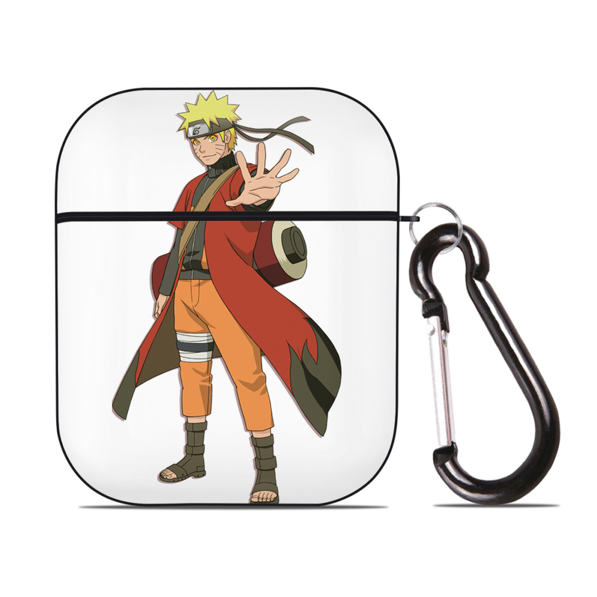 （画像用） NARUTO -ナルト- うずまき ナルト Uzumaki Naruto AirPods 第2世代保護ケース ハードシェル ブラック 耐衝撃・防指紋・カラビナ付き