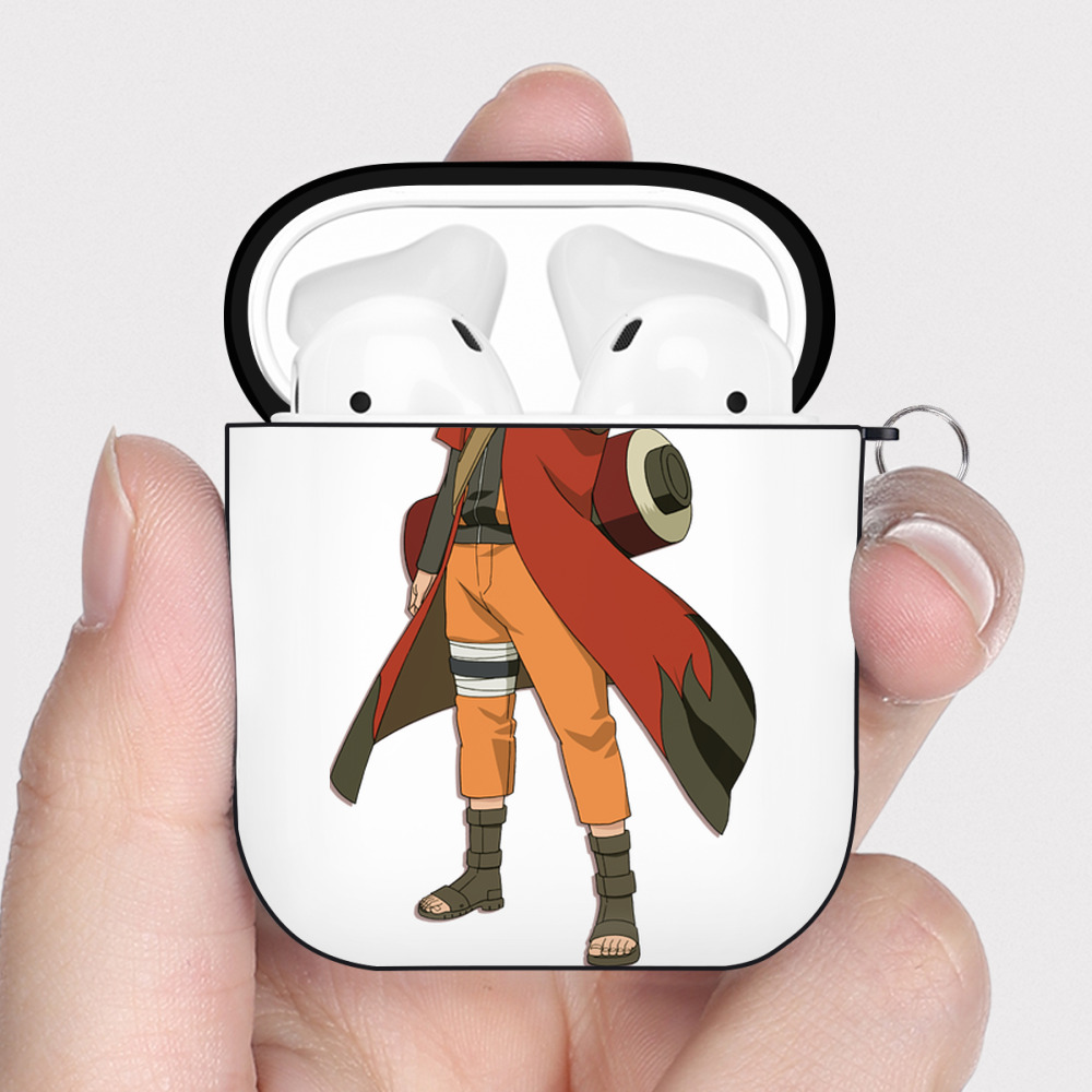 （画像用） NARUTO -ナルト- うずまき ナルト Uzumaki Naruto AirPods 第2世代保護ケース ハードシェル ブラック 耐衝撃・防指紋・カラビナ付き
