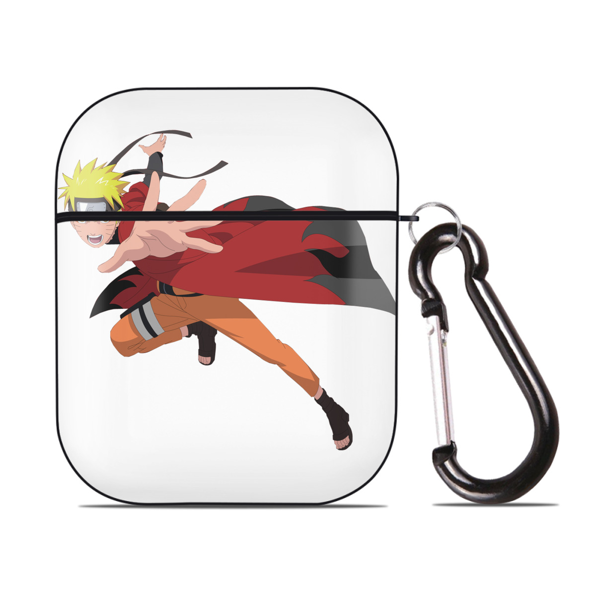 （画像用） NARUTO -ナルト- うずまき ナルト Uzumaki Naruto AirPods 第2世代保護ケース ハードシェル ブラック 耐衝撃・防指紋・カラビナ付き