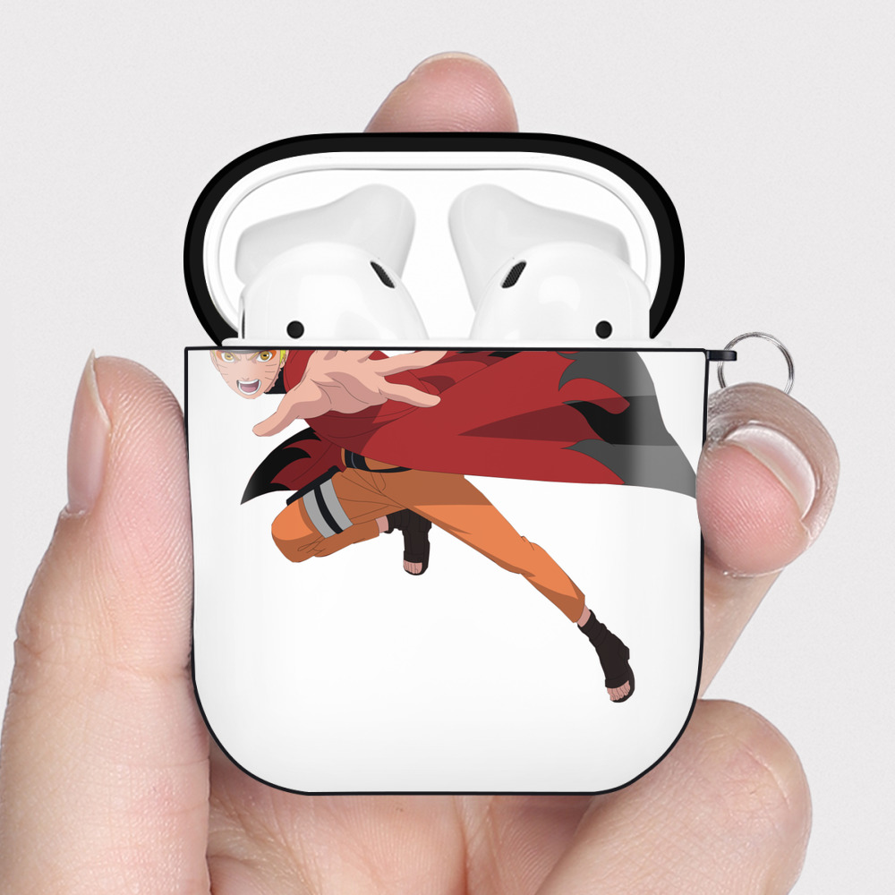（画像用） NARUTO -ナルト- うずまき ナルト Uzumaki Naruto AirPods 第2世代保護ケース ハードシェル ブラック 耐衝撃・防指紋・カラビナ付き
