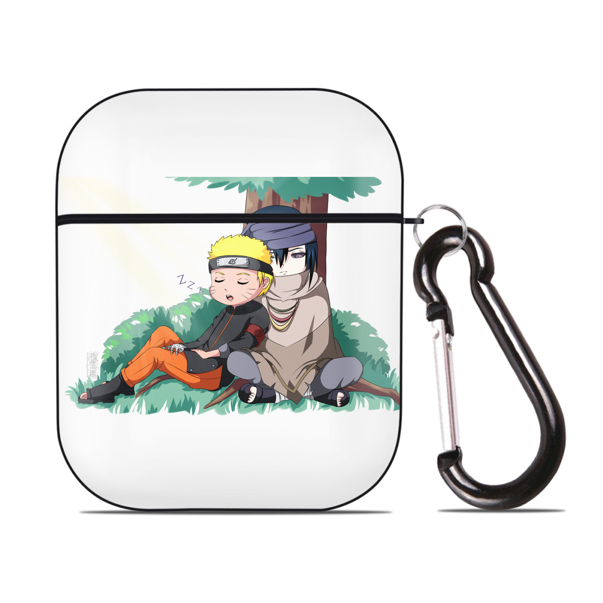 （画像用） NARUTO -ナルト- うずまき ナルト Uzumaki Naruto AirPods 第2世代保護ケース ハードシェル ブラック 耐衝撃・防指紋・カラビナ付き