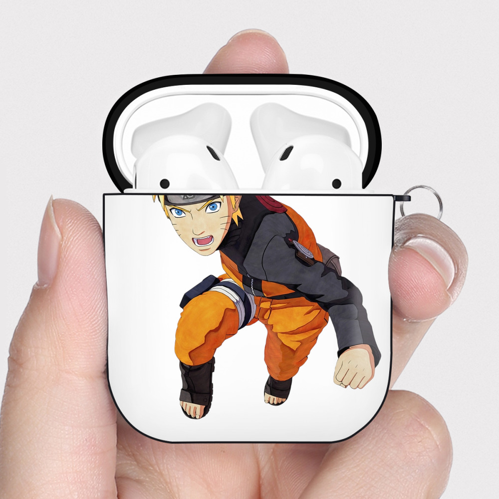 （画像用） NARUTO -ナルト- うずまき ナルト Uzumaki Naruto AirPods 第2世代保護ケース ハードシェル ブラック 耐衝撃・防指紋・カラビナ付き