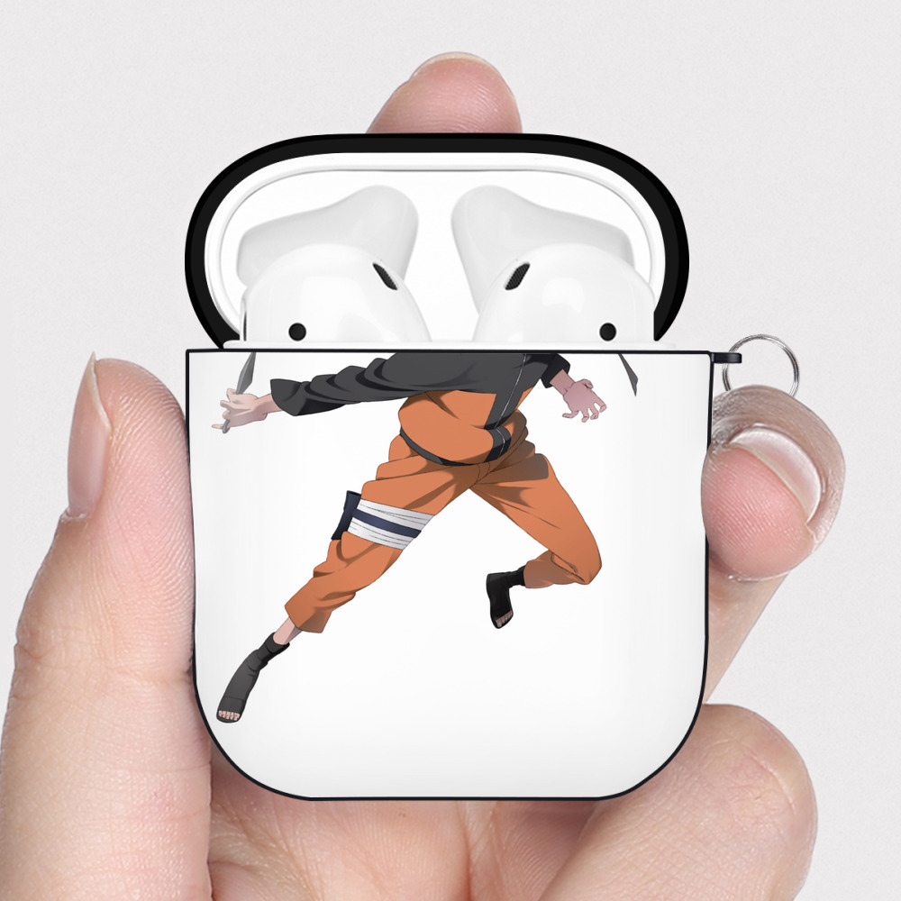 （画像用） NARUTO -ナルト- うずまき ナルト Uzumaki Naruto AirPods 第2世代保護ケース ハードシェル ブラック 耐衝撃・防指紋・カラビナ付き