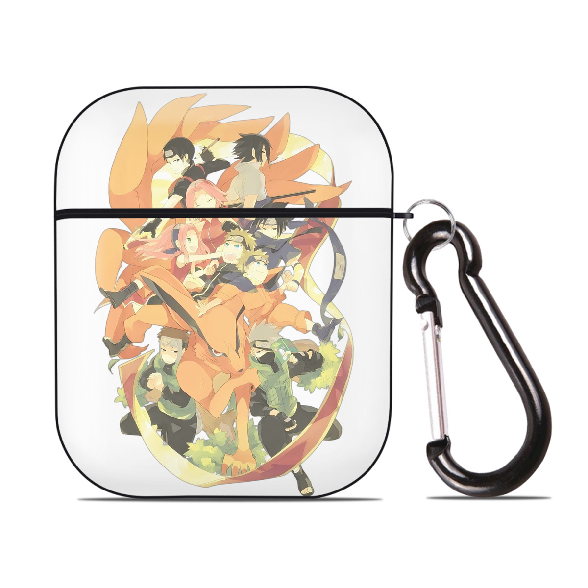 （画像用） NARUTO -ナルト- うずまき ナルト Uzumaki Naruto AirPods 第2世代保護ケース ハードシェル ブラック 耐衝撃・防指紋・カラビナ付き