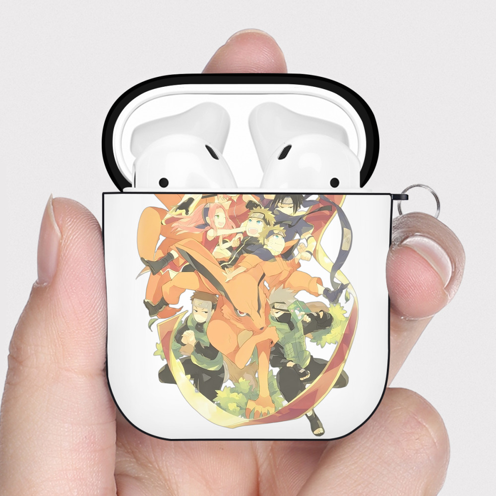 （画像用） NARUTO -ナルト- うずまき ナルト Uzumaki Naruto AirPods 第2世代保護ケース ハードシェル ブラック 耐衝撃・防指紋・カラビナ付き
