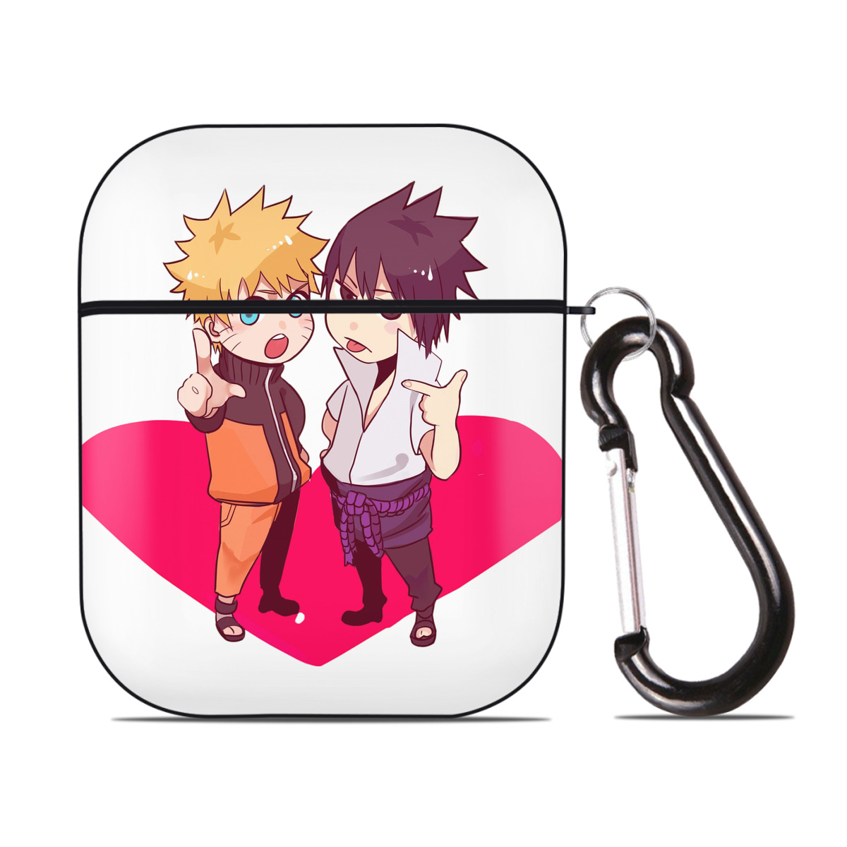 （画像用） NARUTO -ナルト- うずまき ナルト Uzumaki Naruto AirPods 第2世代保護ケース ハードシェル ブラック 耐衝撃・防指紋・カラビナ付き