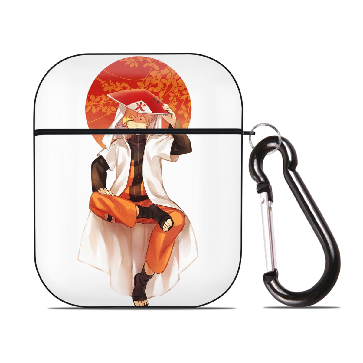 （画像用） NARUTO -ナルト- うずまき ナルト Uzumaki Naruto AirPods 第2世代保護ケース ハードシェル ブラック 耐衝撃・防指紋・カラビナ付き