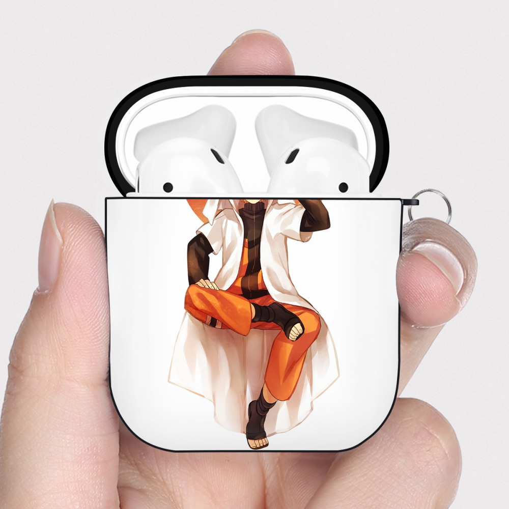 （画像用） NARUTO -ナルト- うずまき ナルト Uzumaki Naruto AirPods 第2世代保護ケース ハードシェル ブラック 耐衝撃・防指紋・カラビナ付き
