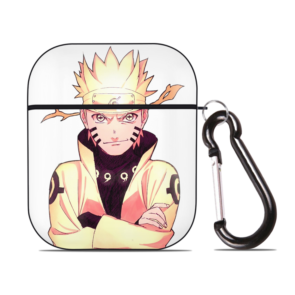 （画像用） NARUTO -ナルト- うずまき ナルト Uzumaki Naruto AirPods 第2世代保護ケース ハードシェル ブラック 耐衝撃・防指紋・カラビナ付き