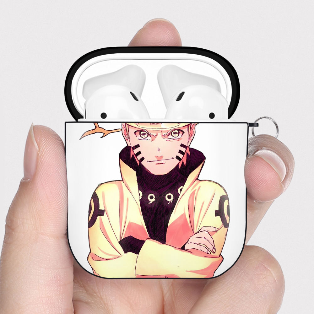 （画像用） NARUTO -ナルト- うずまき ナルト Uzumaki Naruto AirPods 第2世代保護ケース ハードシェル ブラック 耐衝撃・防指紋・カラビナ付き