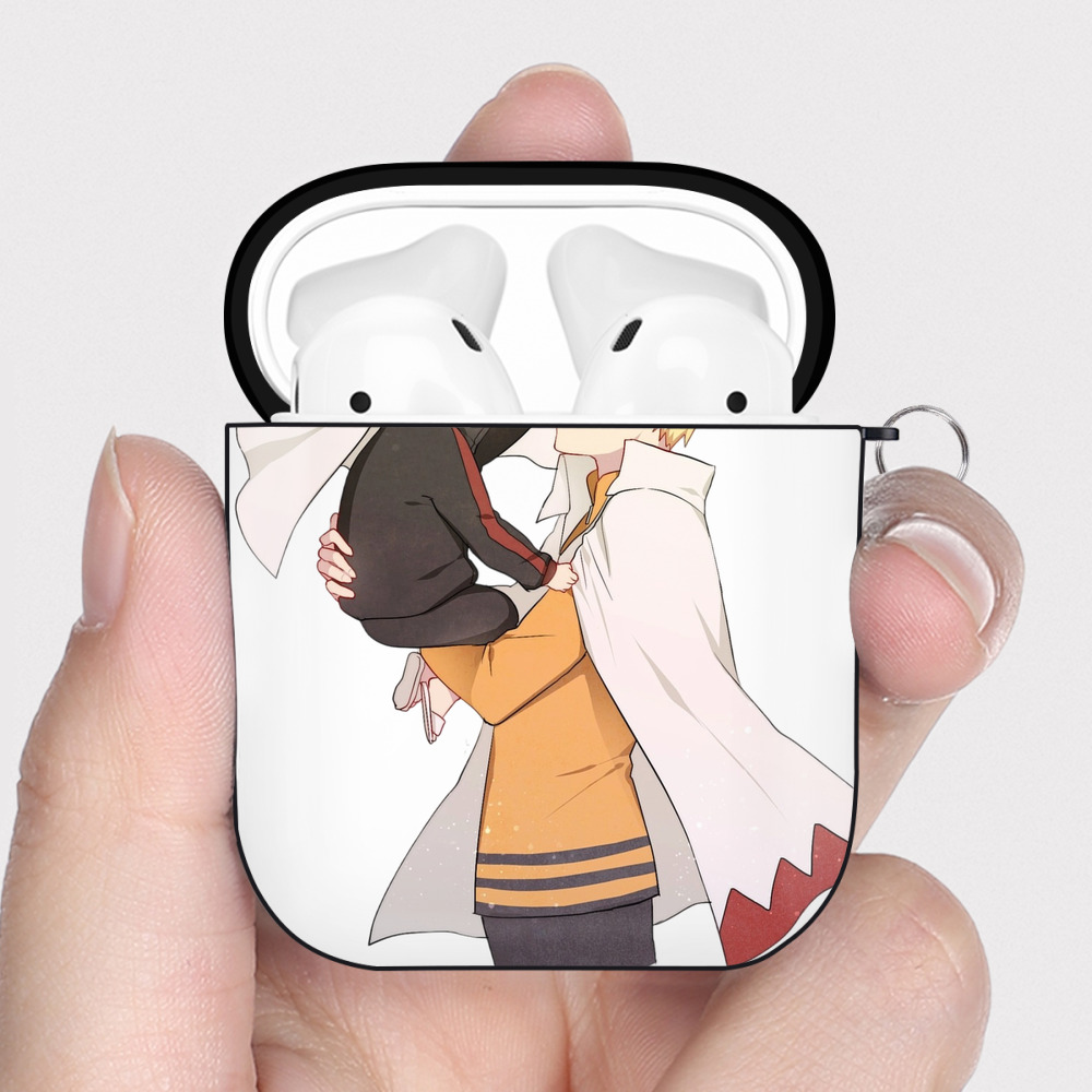 （画像用） NARUTO -ナルト- うずまき ナルト Uzumaki Naruto AirPods 第2世代保護ケース ハードシェル ブラック 耐衝撃・防指紋・カラビナ付き