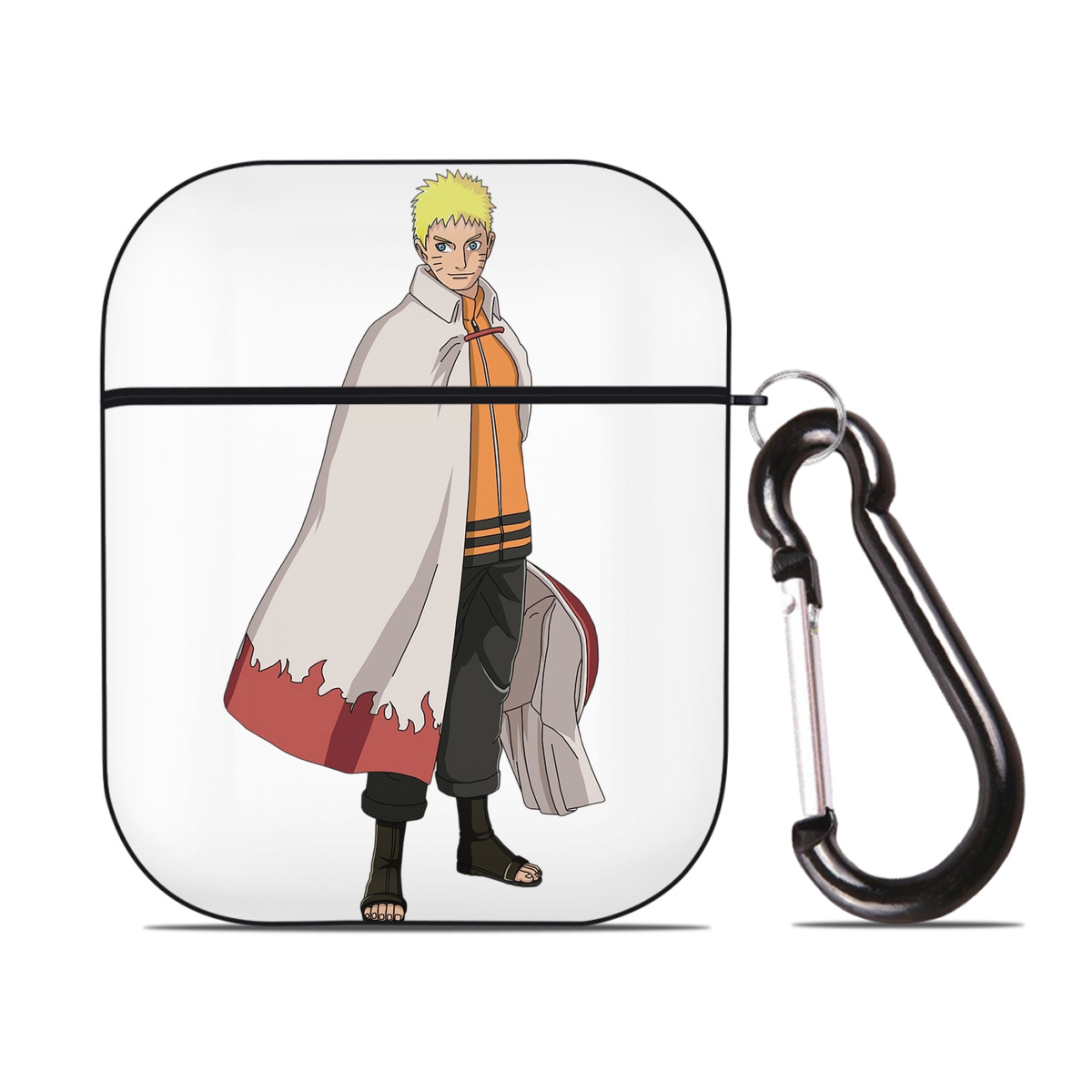 （画像用） NARUTO -ナルト- うずまき ナルト Uzumaki Naruto AirPods 第2世代保護ケース ハードシェル ブラック 耐衝撃・防指紋・カラビナ付き