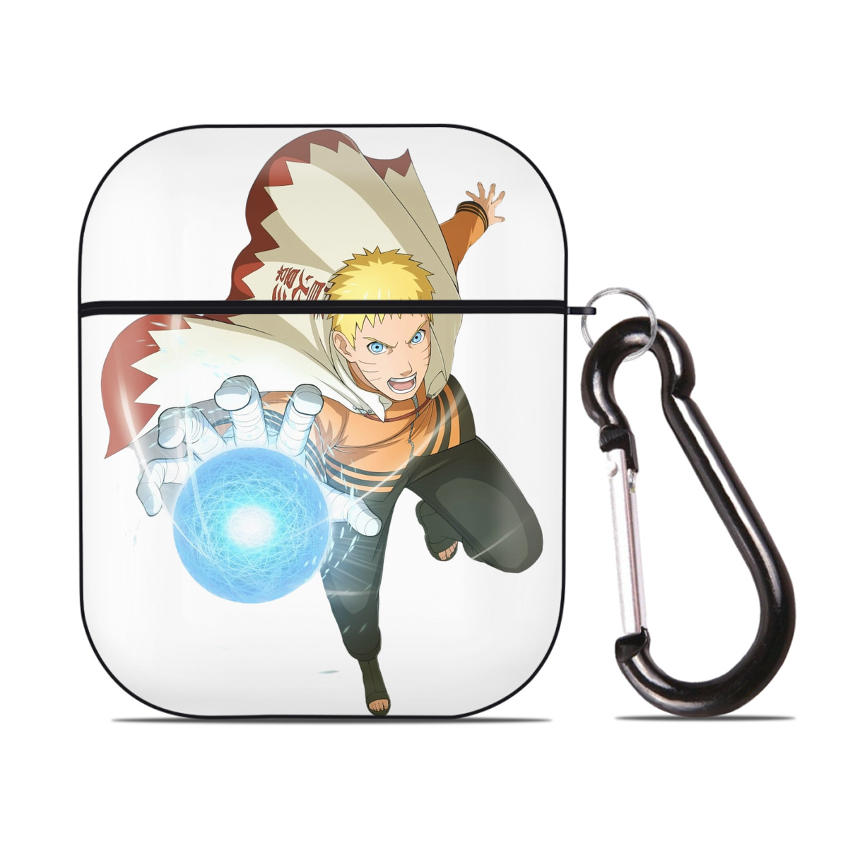（画像用） NARUTO -ナルト- うずまき ナルト Uzumaki Naruto AirPods 第2世代保護ケース ハードシェル ブラック 耐衝撃・防指紋・カラビナ付き