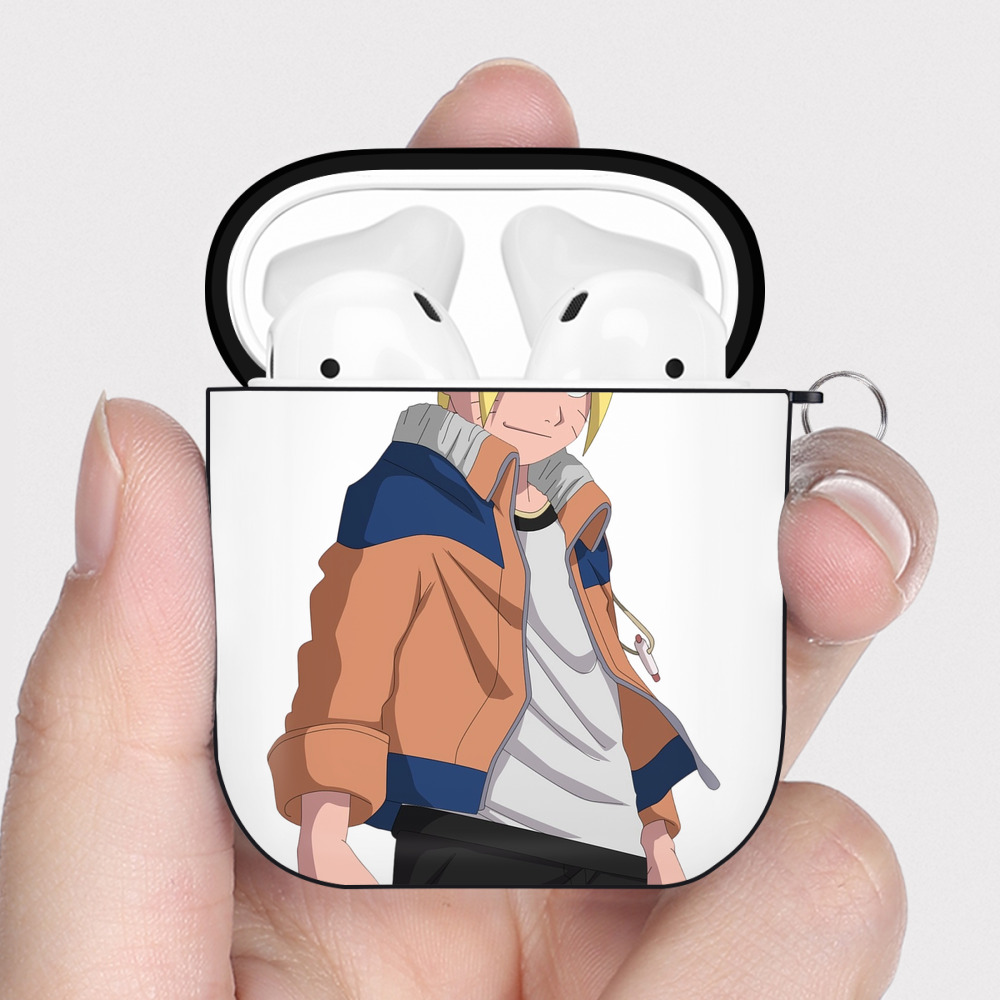 （画像用） NARUTO -ナルト- うずまき ナルト Uzumaki Naruto AirPods 第2世代保護ケース ハードシェル ブラック 耐衝撃・防指紋・カラビナ付き