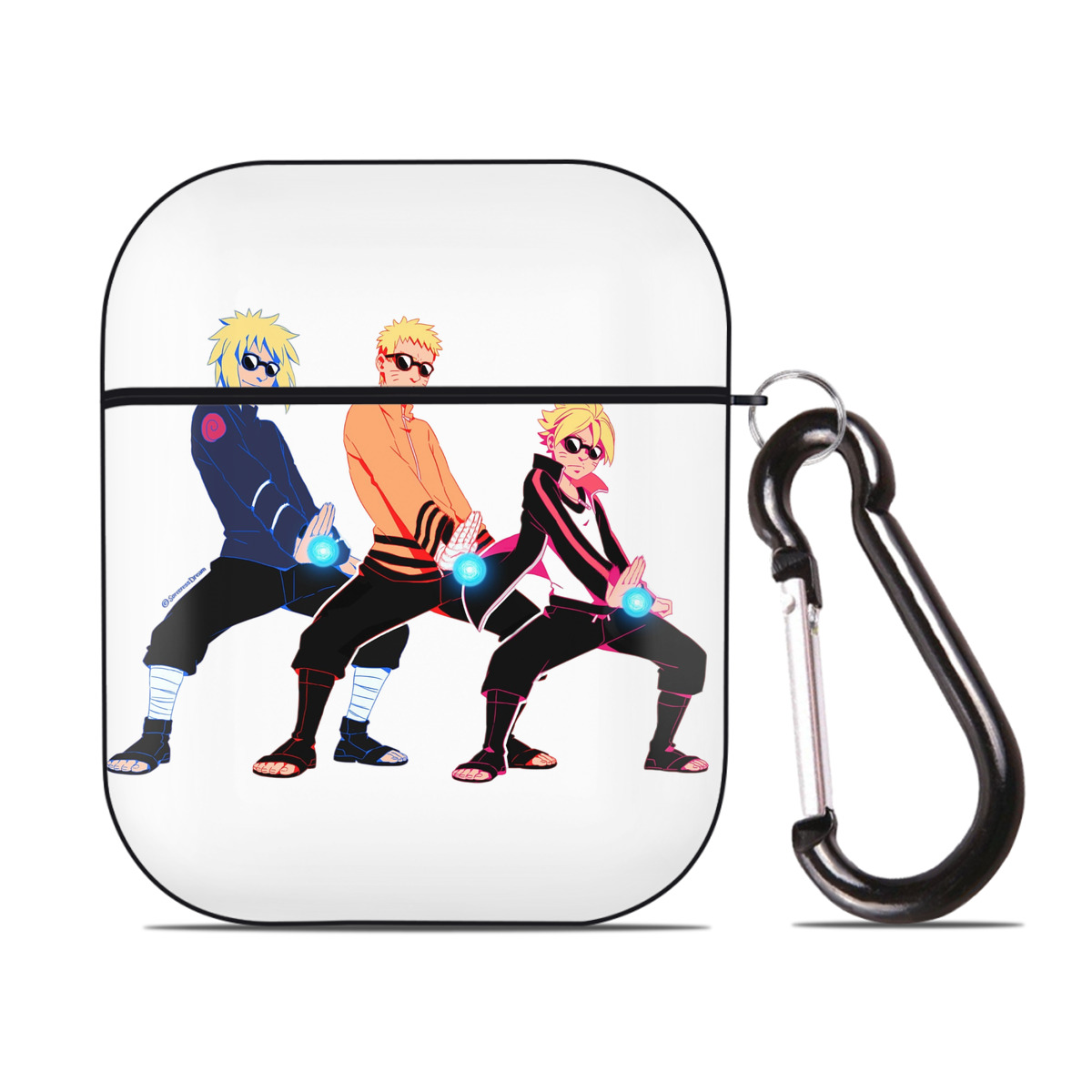 （画像用） NARUTO -ナルト- うずまき ナルト Uzumaki Naruto AirPods 第2世代保護ケース ハードシェル ブラック 耐衝撃・防指紋・カラビナ付き
