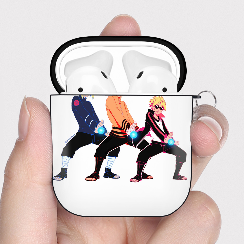 （画像用） NARUTO -ナルト- うずまき ナルト Uzumaki Naruto AirPods 第2世代保護ケース ハードシェル ブラック 耐衝撃・防指紋・カラビナ付き