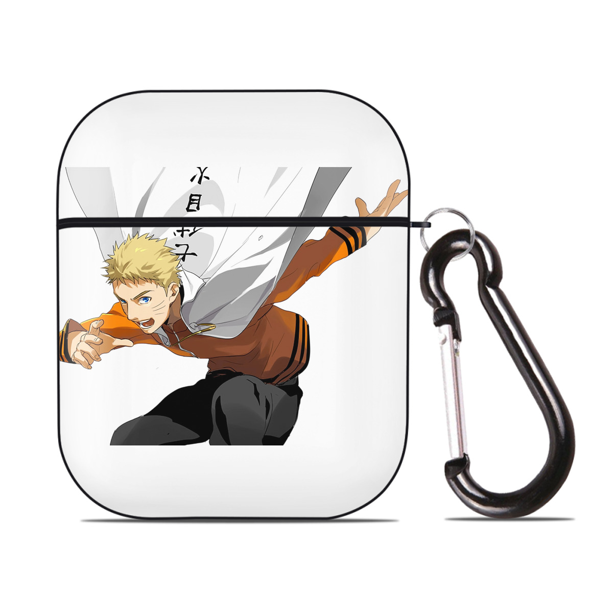 （画像用） NARUTO -ナルト- うずまき ナルト Uzumaki Naruto AirPods 第2世代保護ケース ハードシェル ブラック 耐衝撃・防指紋・カラビナ付き