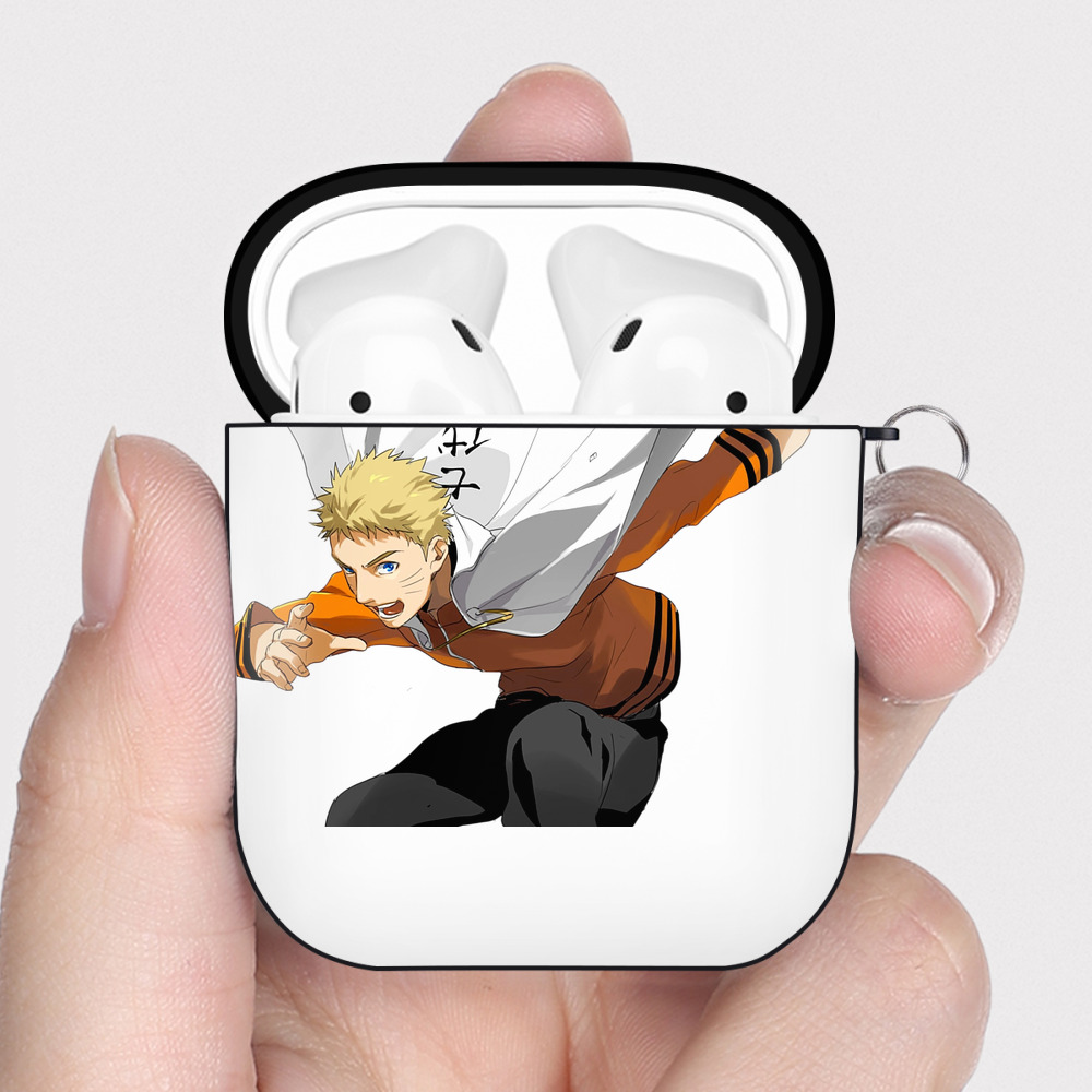 （画像用） NARUTO -ナルト- うずまき ナルト Uzumaki Naruto AirPods 第2世代保護ケース ハードシェル ブラック 耐衝撃・防指紋・カラビナ付き