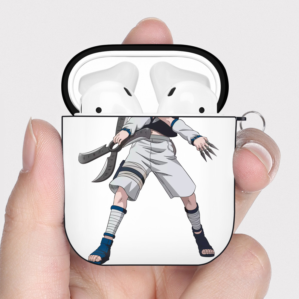 （画像用） NARUTO -ナルト- うちは サスケ Uchiha Sasuke AirPods 第2世代保護ケース ハードシェル ブラック 耐衝撃・防指紋・カラビナ付き