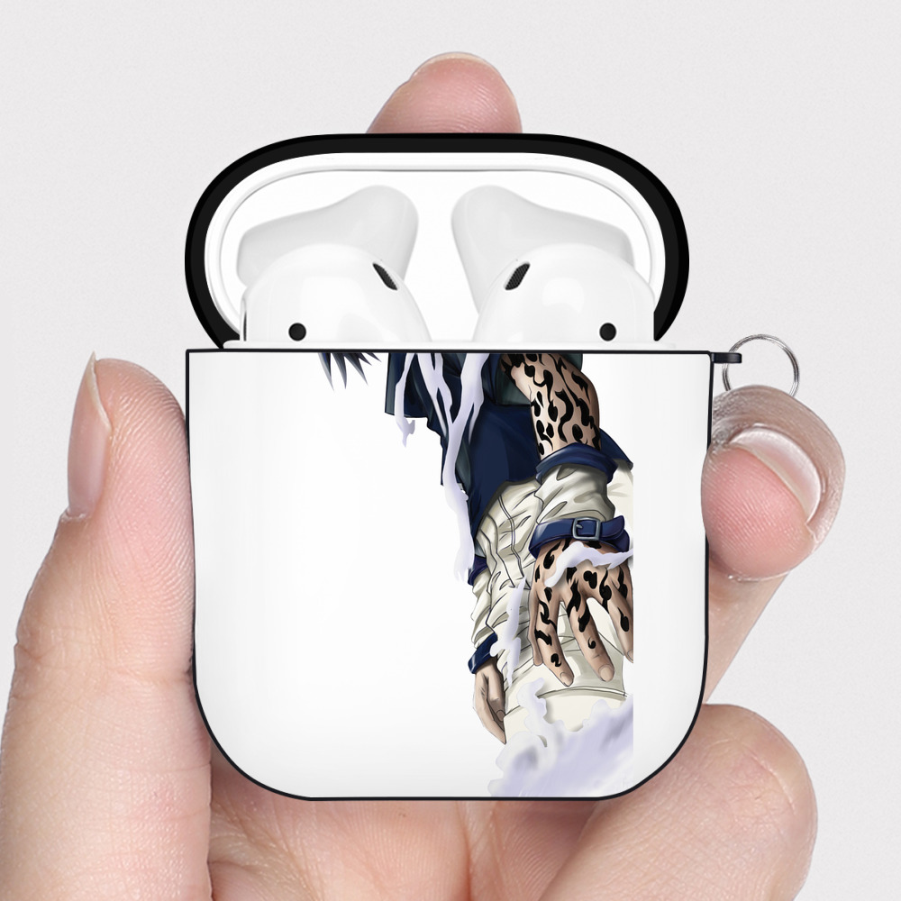（画像用） NARUTO -ナルト- うちは サスケ Uchiha Sasuke AirPods 第2世代保護ケース ハードシェル ブラック 耐衝撃・防指紋・カラビナ付き