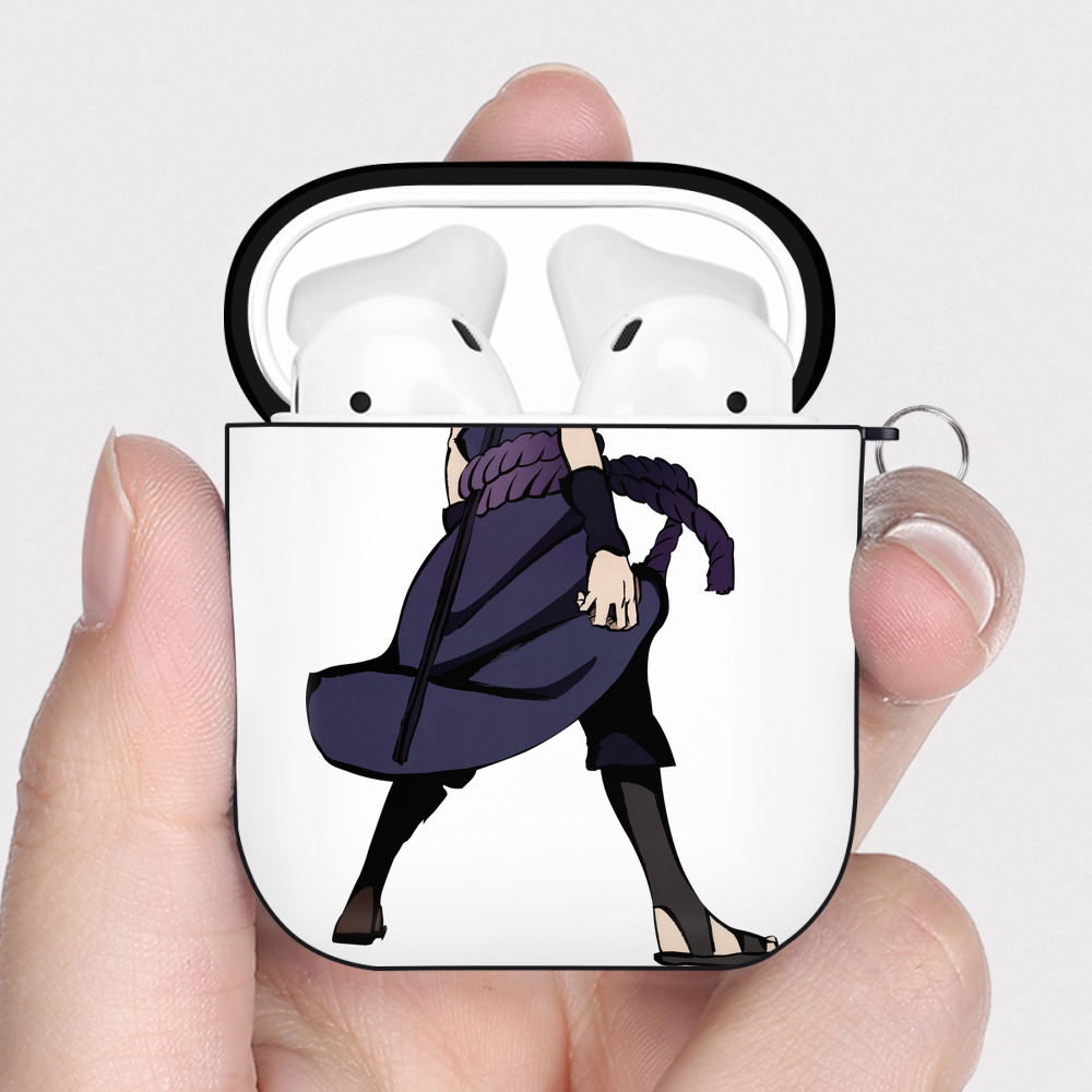 （画像用） NARUTO -ナルト- うちは サスケ Uchiha Sasuke AirPods 第2世代保護ケース ハードシェル ブラック 耐衝撃・防指紋・カラビナ付き