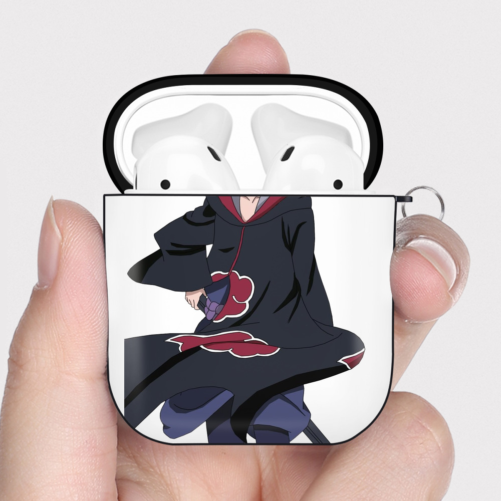 （画像用） NARUTO -ナルト- うちは サスケ Uchiha Sasuke AirPods 第2世代保護ケース ハードシェル ブラック 耐衝撃・防指紋・カラビナ付き