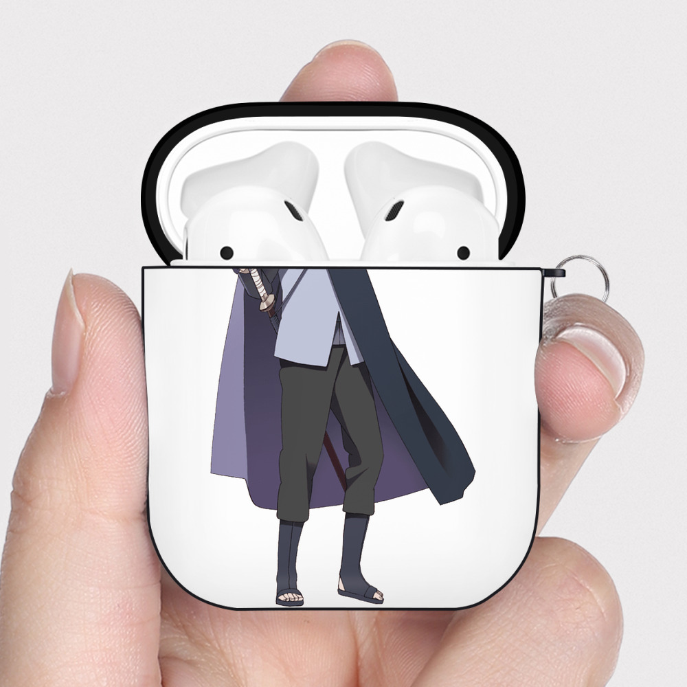 （画像用） NARUTO -ナルト- うちは サスケ Uchiha Sasuke AirPods 第2世代保護ケース ハードシェル ブラック 耐衝撃・防指紋・カラビナ付き