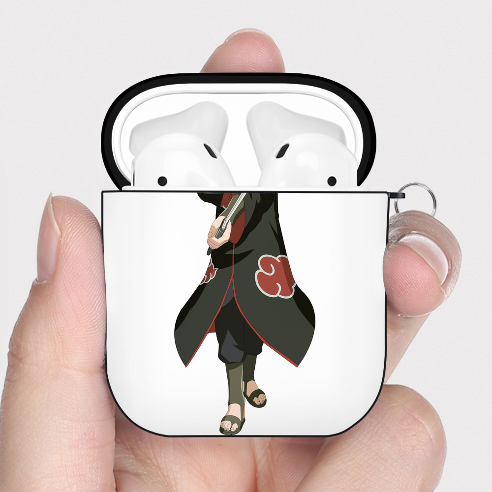 （画像用） NARUTO -ナルト- うちは サスケ Uchiha Sasuke AirPods 第2世代保護ケース ハードシェル ブラック 耐衝撃・防指紋・カラビナ付き