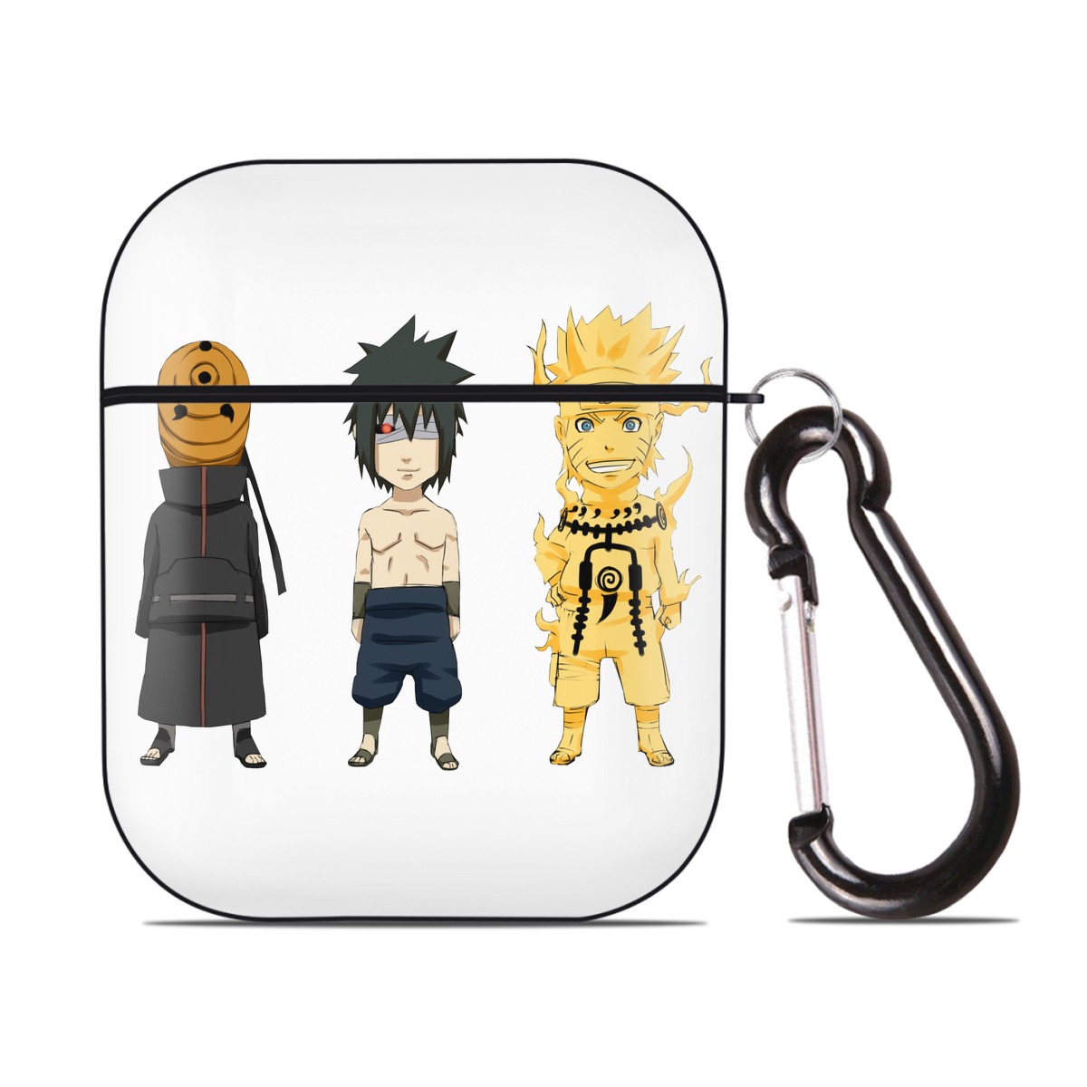 （画像用） NARUTO -ナルト- うちは サスケ Uchiha Sasuke AirPods 第2世代保護ケース ハードシェル ブラック 耐衝撃・防指紋・カラビナ付き