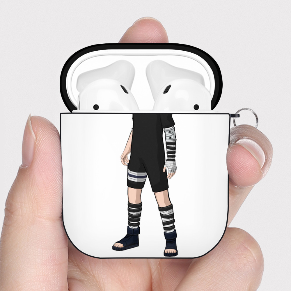 （画像用） NARUTO -ナルト- うちは サスケ Uchiha Sasuke AirPods 第2世代保護ケース ハードシェル ブラック 耐衝撃・防指紋・カラビナ付き